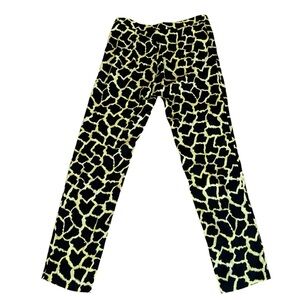 MSGM SLACKS YELLOW LEOPARD PRINT POCKETS SIZE 2